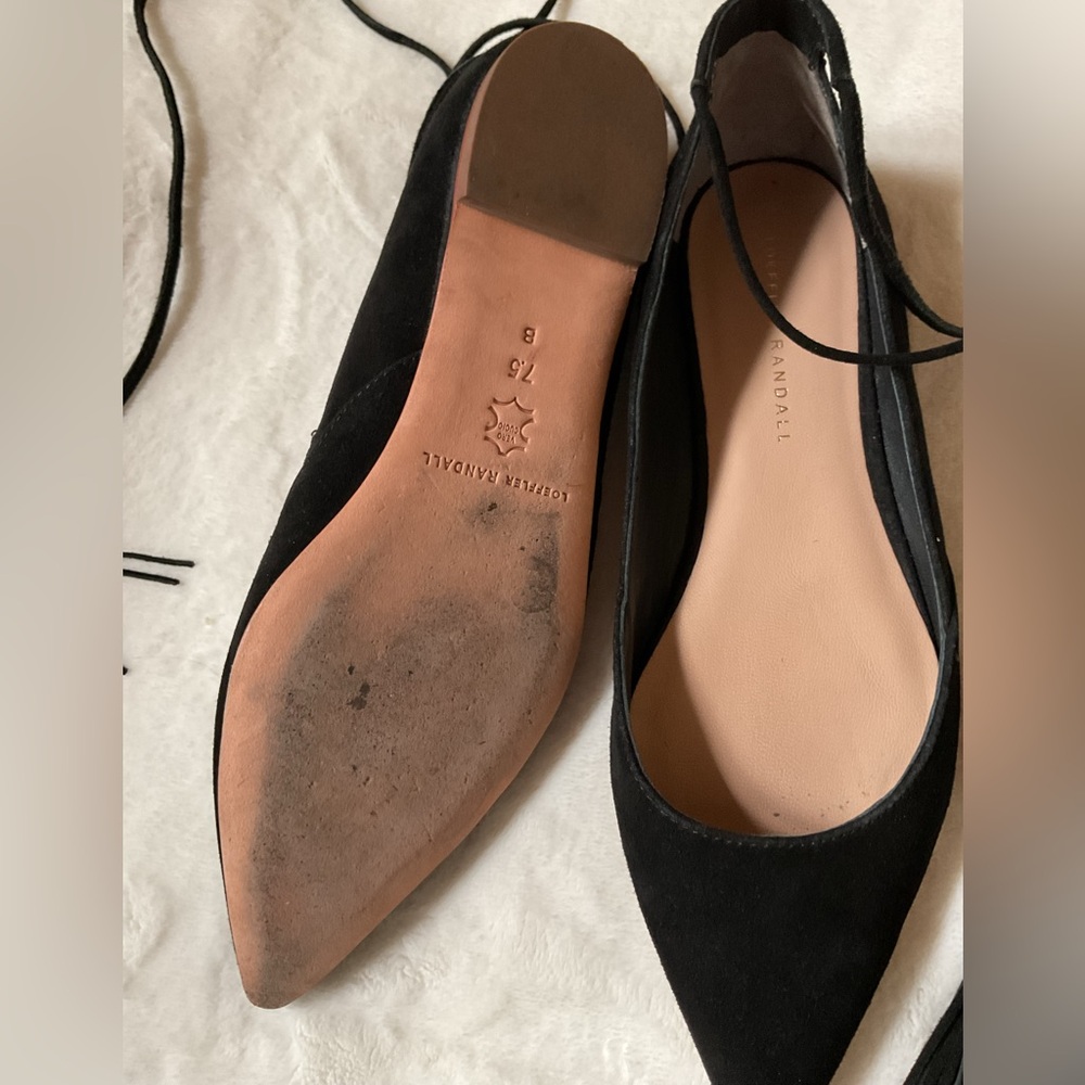 Loeffler Randall Tassel Accents D'orsay Flats In Black Suede, 7.5 - Picture 7 of 8